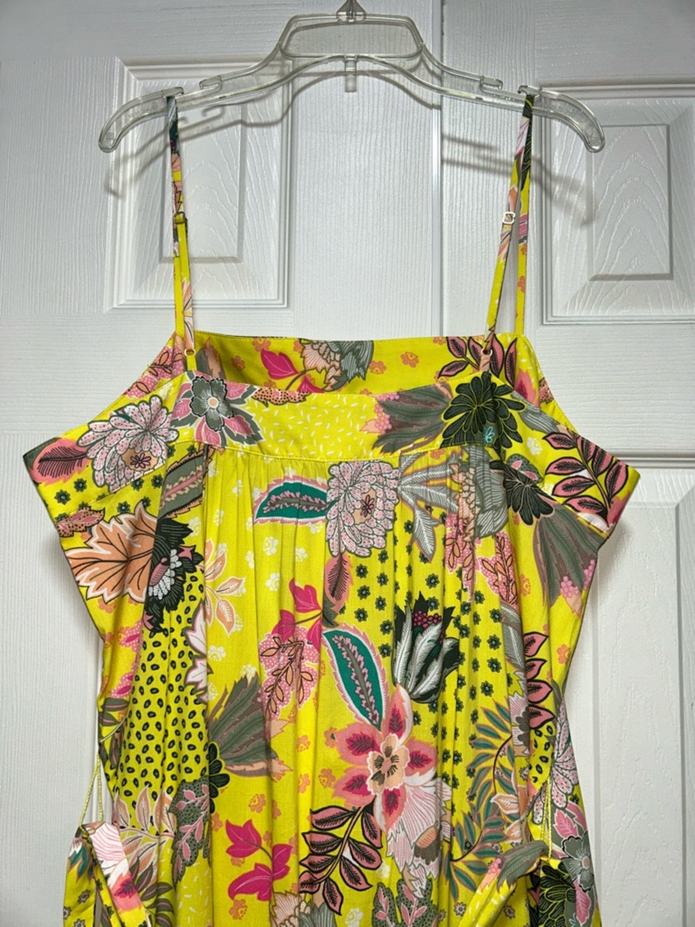 💗NWT LOFT Yellow Floral Strappy Flounce Midi Dress - Size 14 - Picture 5 of 9